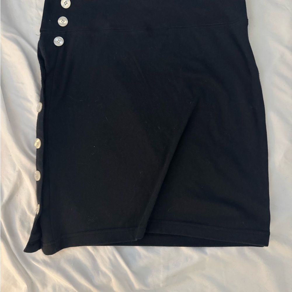 Moda International Black Pencil Skirt with Button Detail